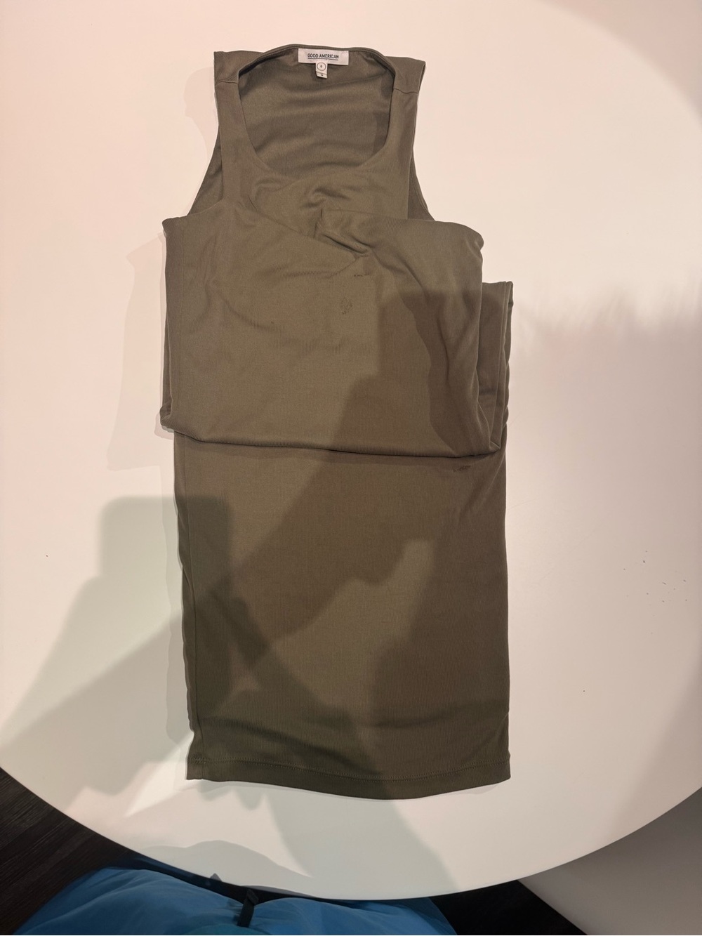 Good American Olive Ribbed Tank Dress